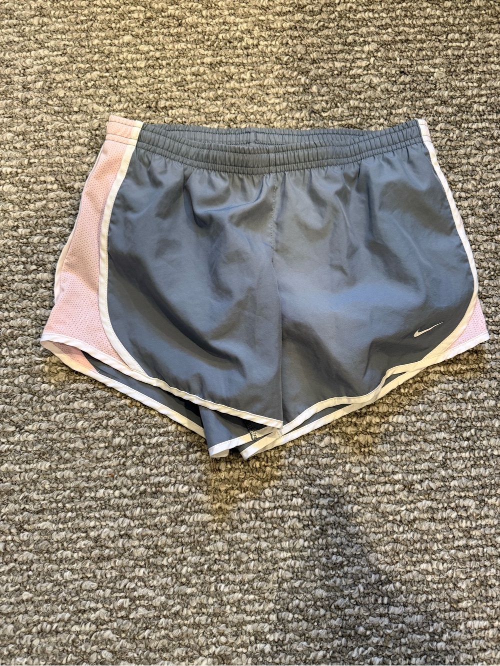 Nike Girls Gray and Pink Athletic Shorts with White Trim